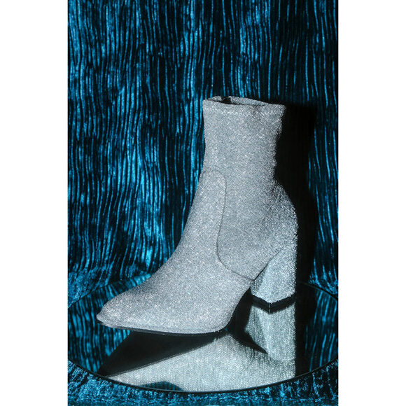 Lulus Shoes - Lulus Sparkly Ankle Sock Boots - Size 8